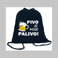 Pivo je moje palivo! ľahké sťahovacie vrecko ( batôžtek / vak ) s čiernou šnúrkou, 100% bavlna 100 g/m2, rozmery cca. 37 x 41 cm